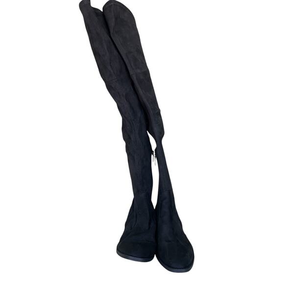 Marc Fisher Faux Suede Inner Half Zip Over The Knee Boots Black Size 8 Medium - Picture 2 of 7